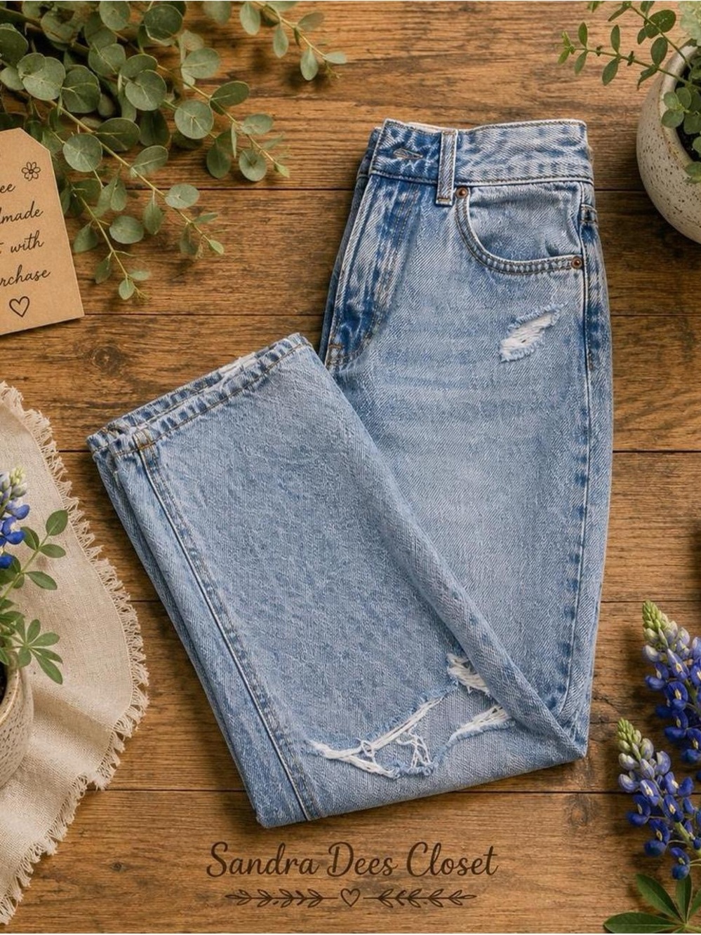 H&M Light Wash Boyfriend Jeans with Subtle Distress